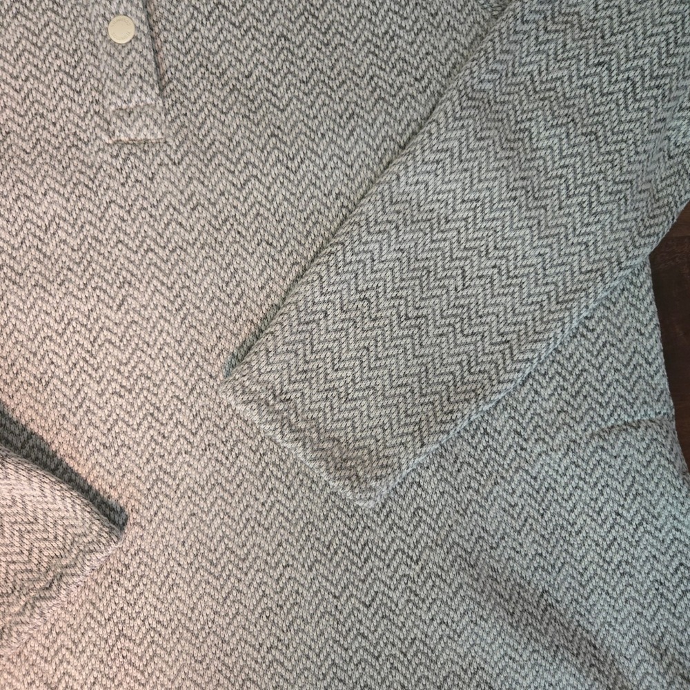 Columbia Grey Herringbone Snap Pullover Hoodie 1X Kangaroo Pocket Coastal tunic - Picture 5 of 14